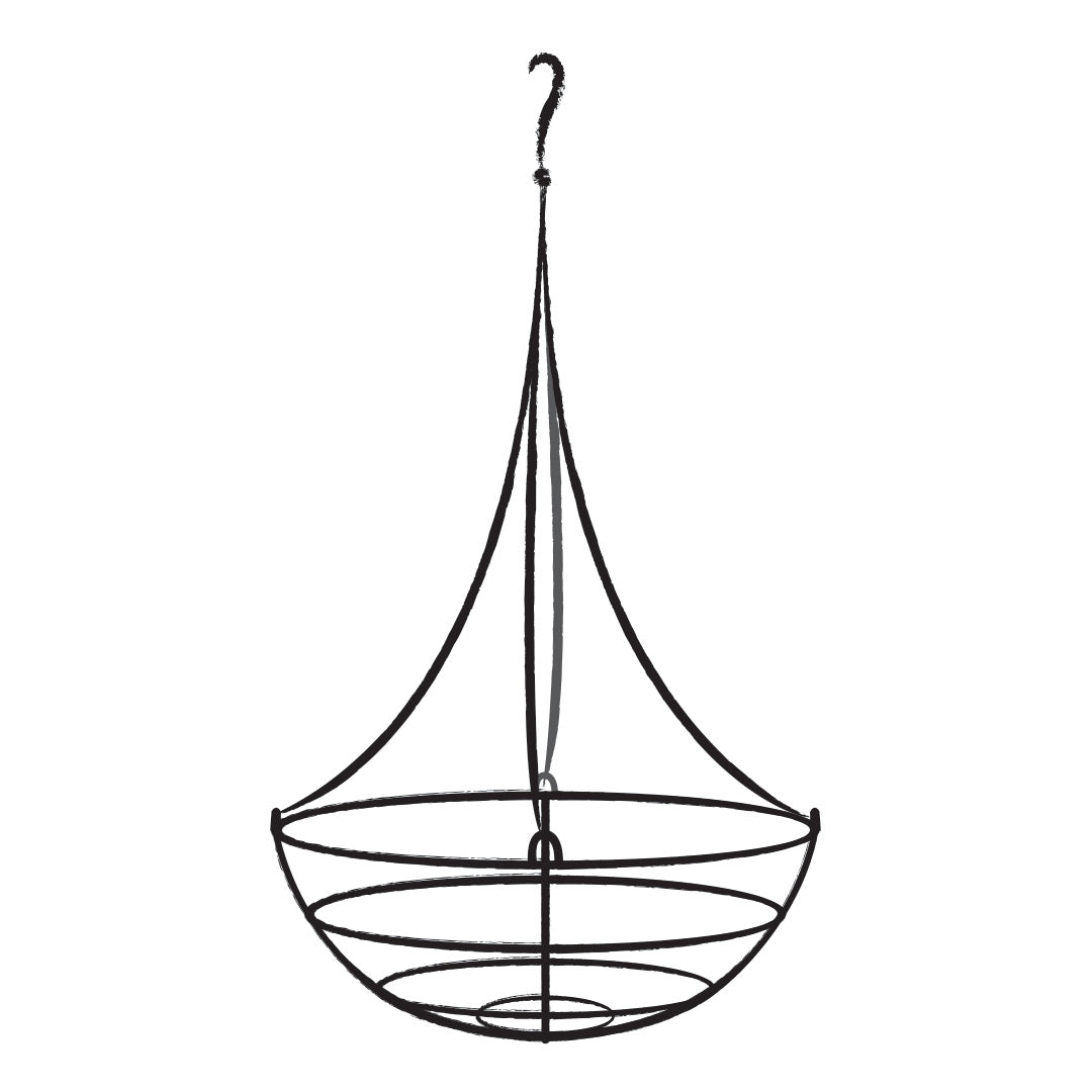 Elegance Small Metal Hanging Basket Line Drawing