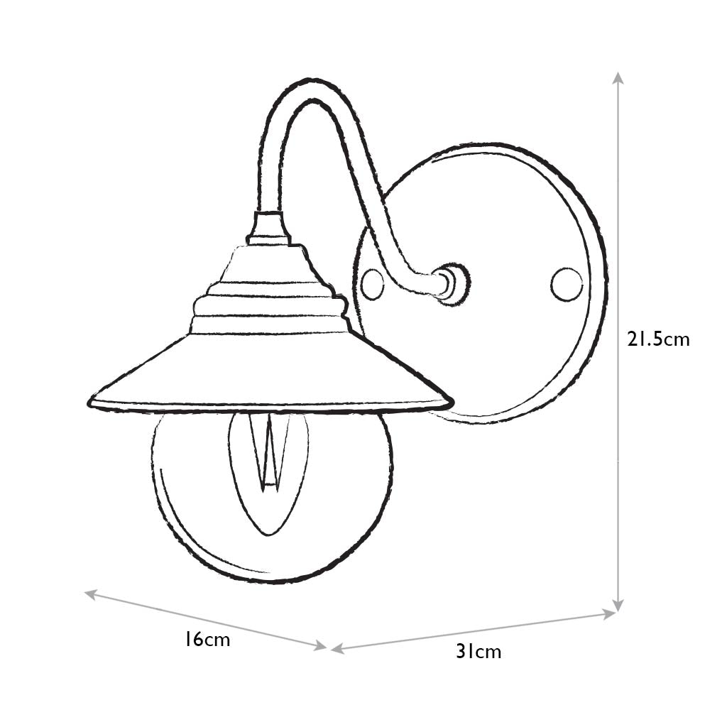 Alveston Swan Neck Outdoor Light - Measurements