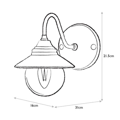 Alveston Swan Neck Outdoor Light - Measurements