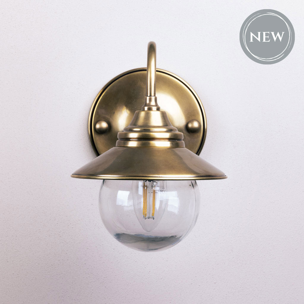 Alveston Swan Neck Outdoor Light in Antique Brass Finish