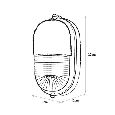 Fairford Bulkhead Outdoor Light Measurments Line Drawing