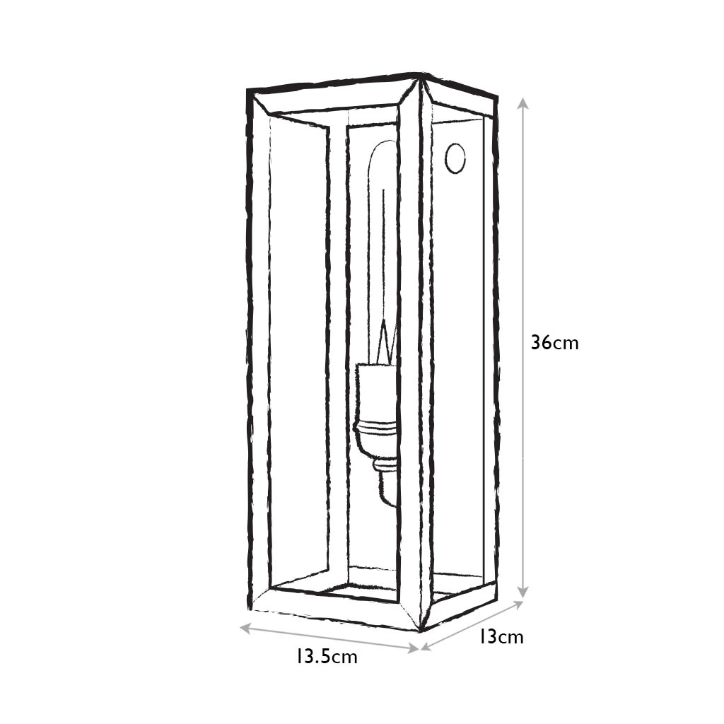 Wilton Outdoor Small Box Lantern - Measurements